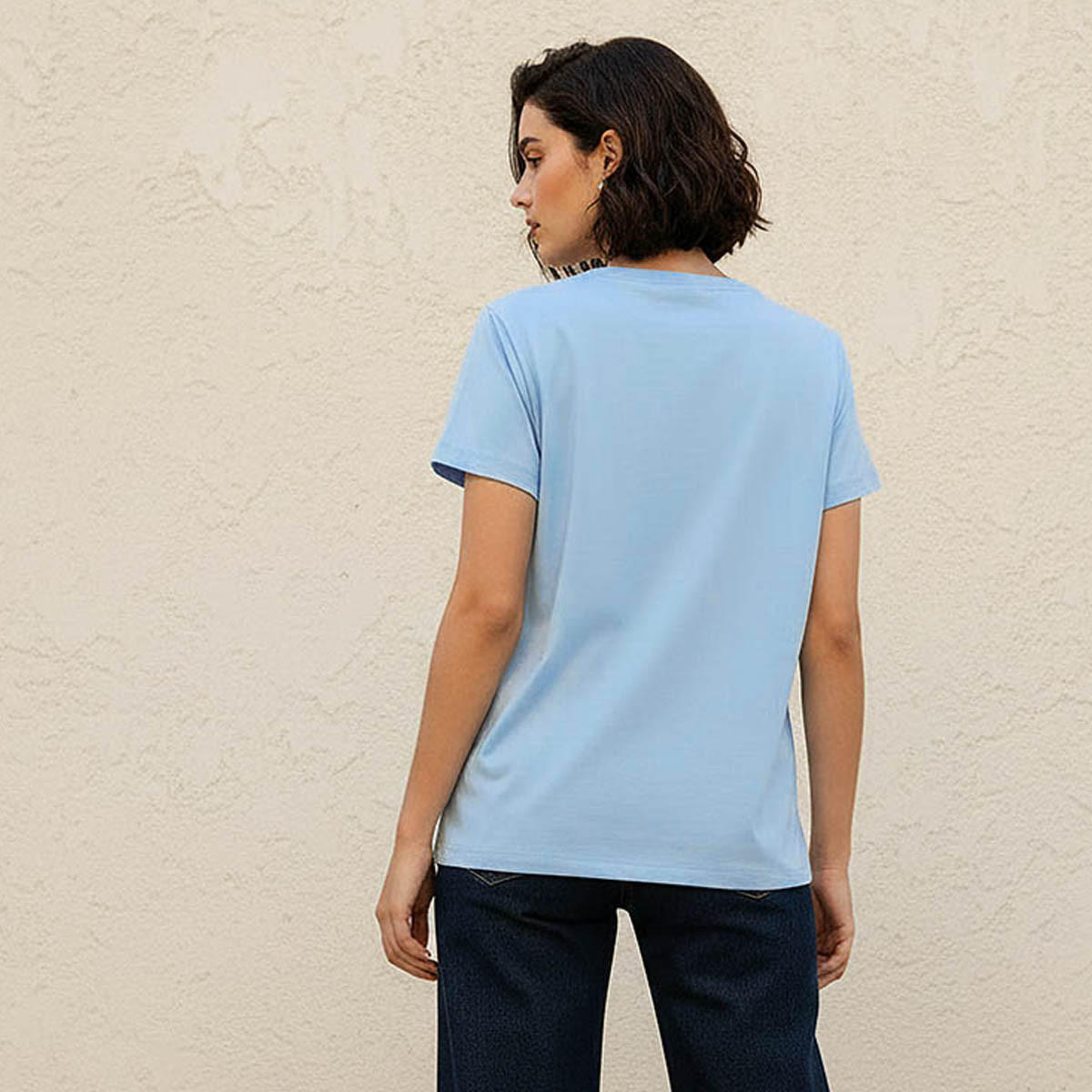 Cotton T-shirt with Floral Bow Print-women-clothing-tshirts-image-4