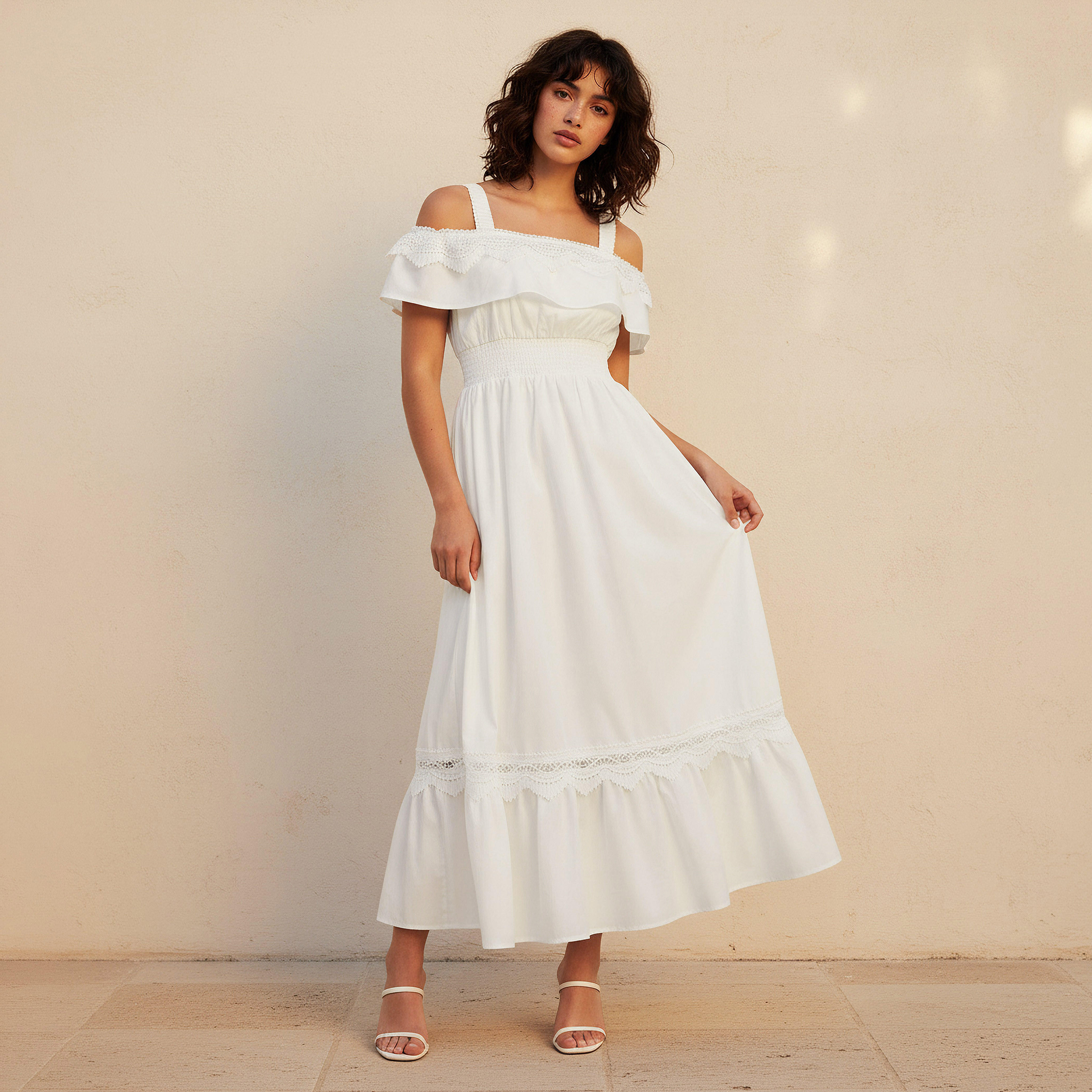 Maxi Cotton Dress with Lace Trim-women-clothing-dresses-image-1