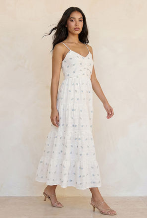Splash Youth Floral Print A-line Cotton Dress Adjustable Straps-women-image-1