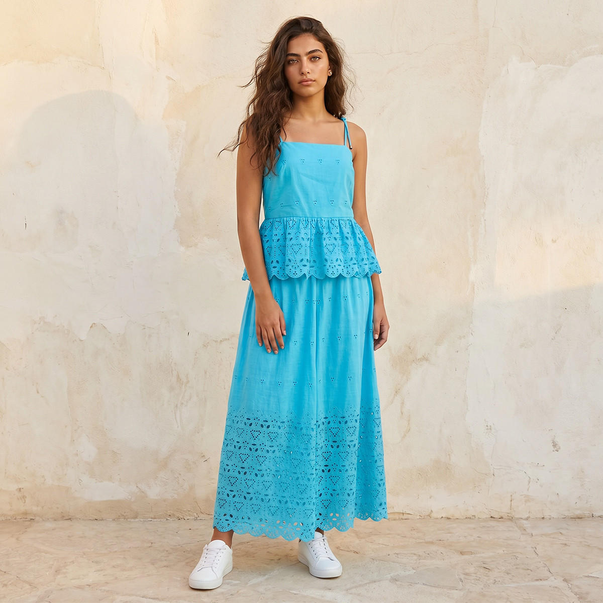 تنورة ماكسي قطن بتطريز وحافة متموجة للشباب-women-clothing-skirts-image-3