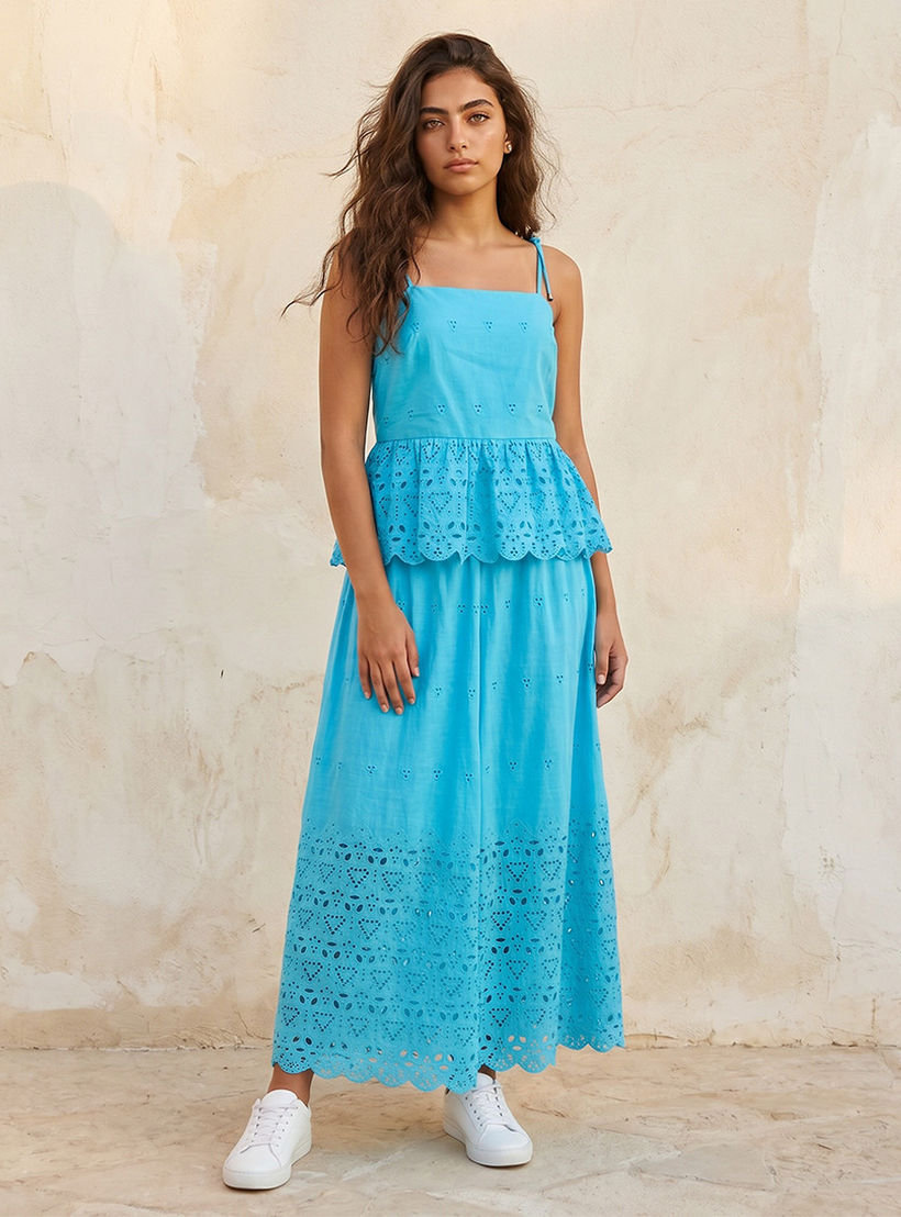 تنورة ماكسي قطن بتطريز وحافة متموجة للشباب-women-clothing-skirts-image-3