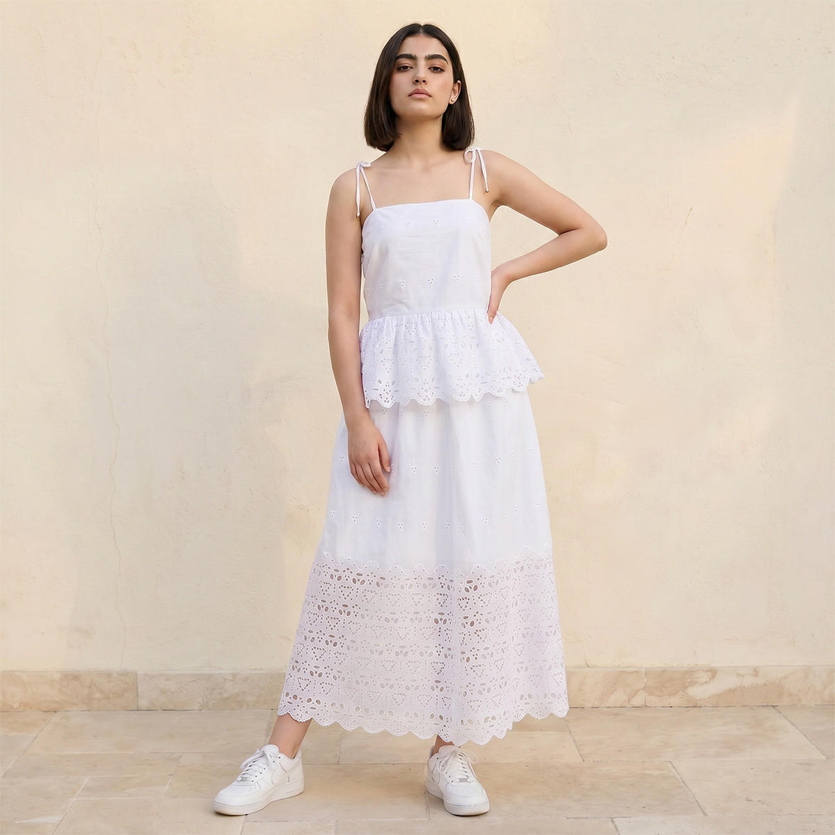 تنورة ماكسي قطن بتطريز وحافة متموجة للشباب-women-clothing-bottoms-skirts-image-3