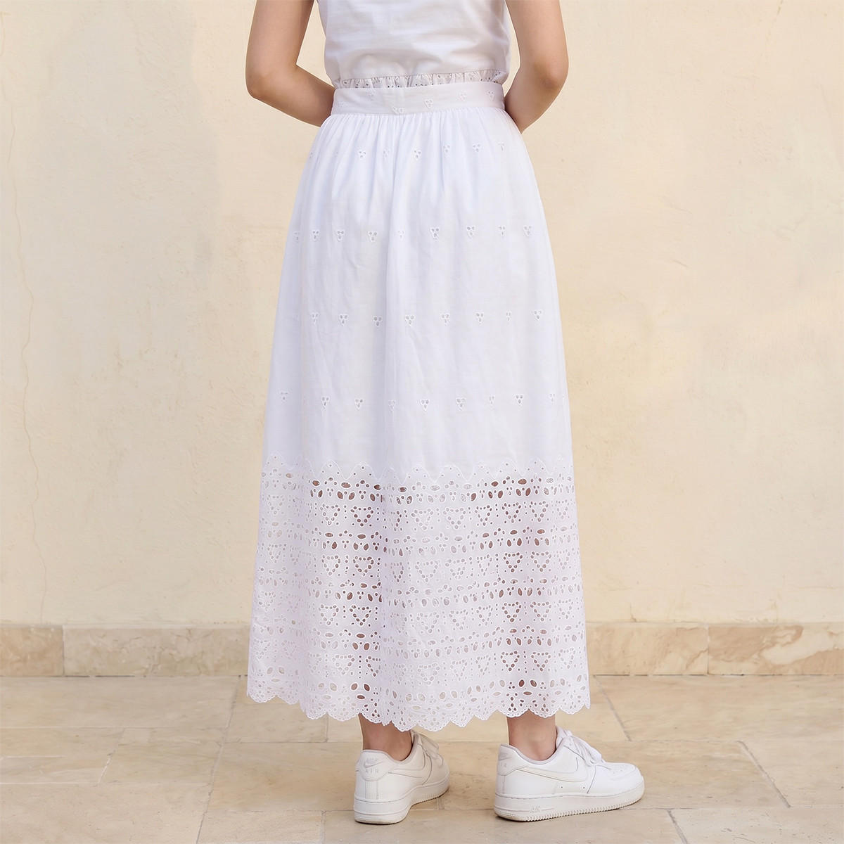 تنورة ماكسي قطن بتطريز وحافة متموجة للشباب-women-clothing-bottoms-skirts-image-4