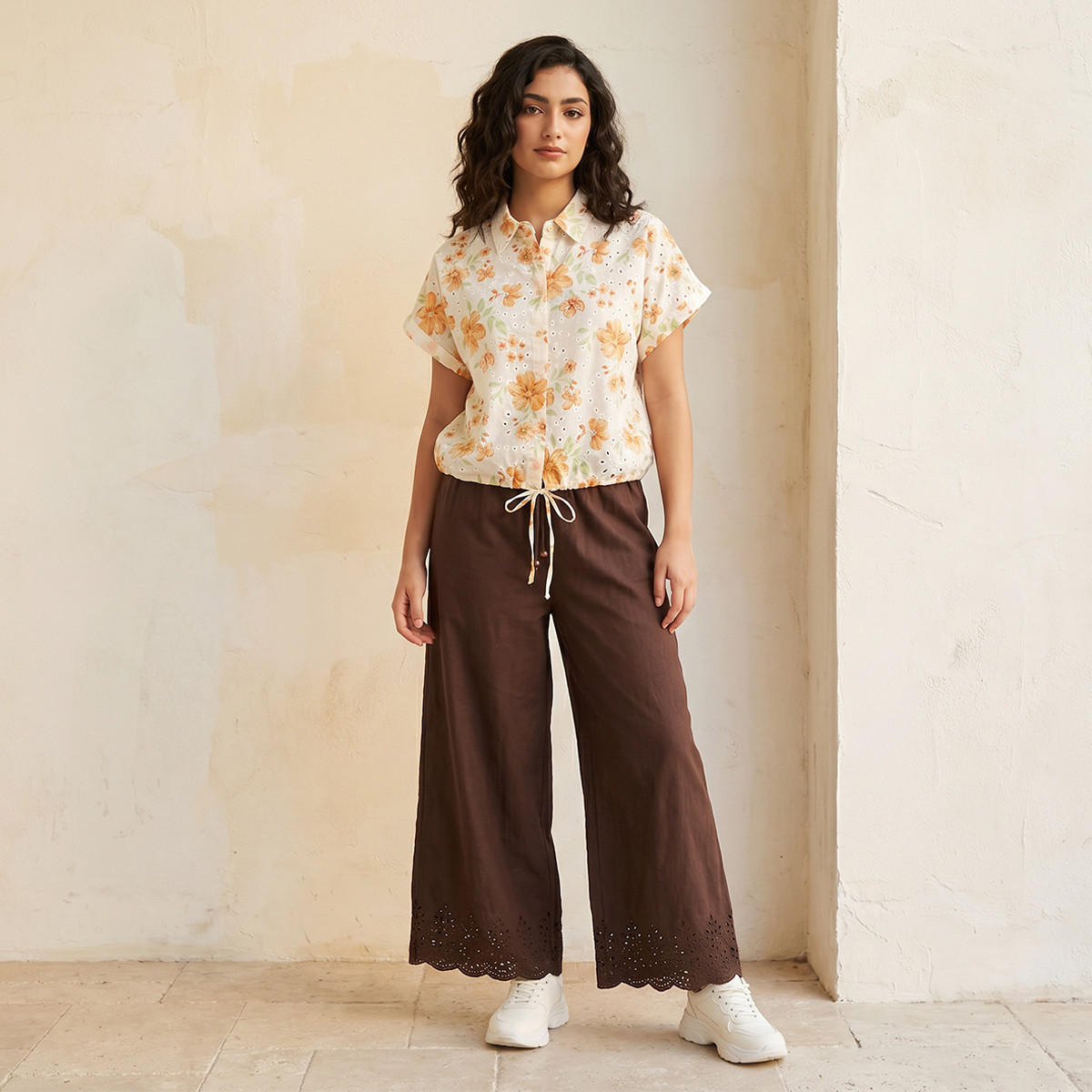 Splash Youth Cotton Shirt with Schiffli Floral Print-women-clothing-shirtsandblouses-shirts-image-3