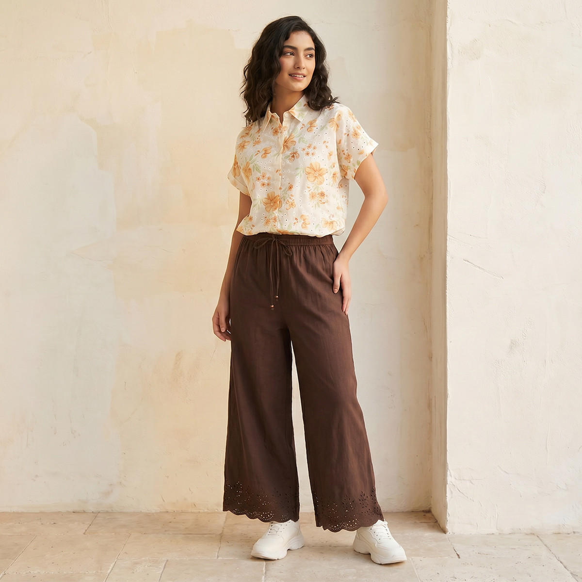 Splash Youth Cotton Shirt with Schiffli Floral Print-women-clothing-shirtsandblouses-shirts-image-5