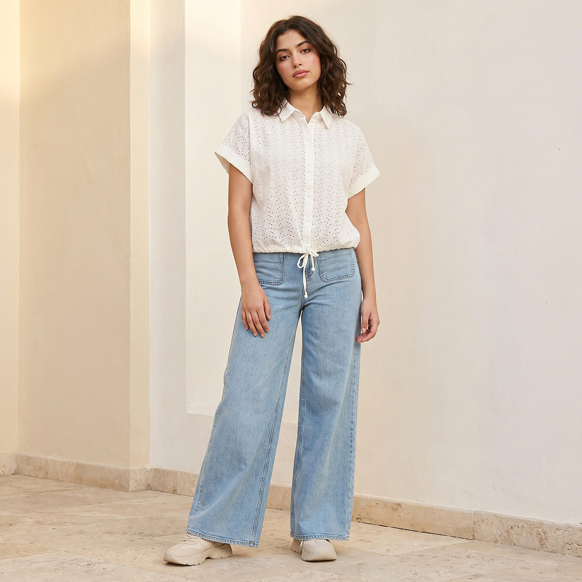 قميص قطن بملمس شيفلي من سبلاش يوت-women-clothing-shirtsandblouses-shirts-image-3