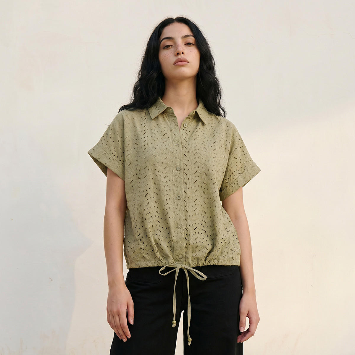 قميص قطن بملمس شيفلي من سبلاش يوت-women-clothing-shirtsandblouses-shirts-image-1