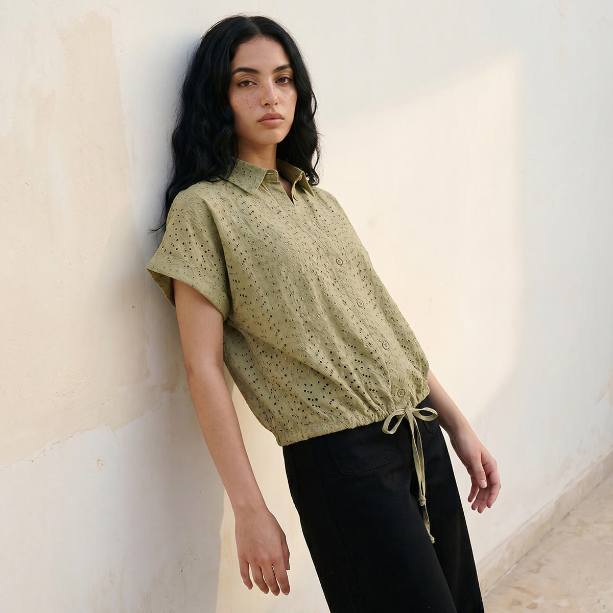 قميص قطن بملمس شيفلي من سبلاش يوت-women-clothing-shirtsandblouses-shirts-image-5