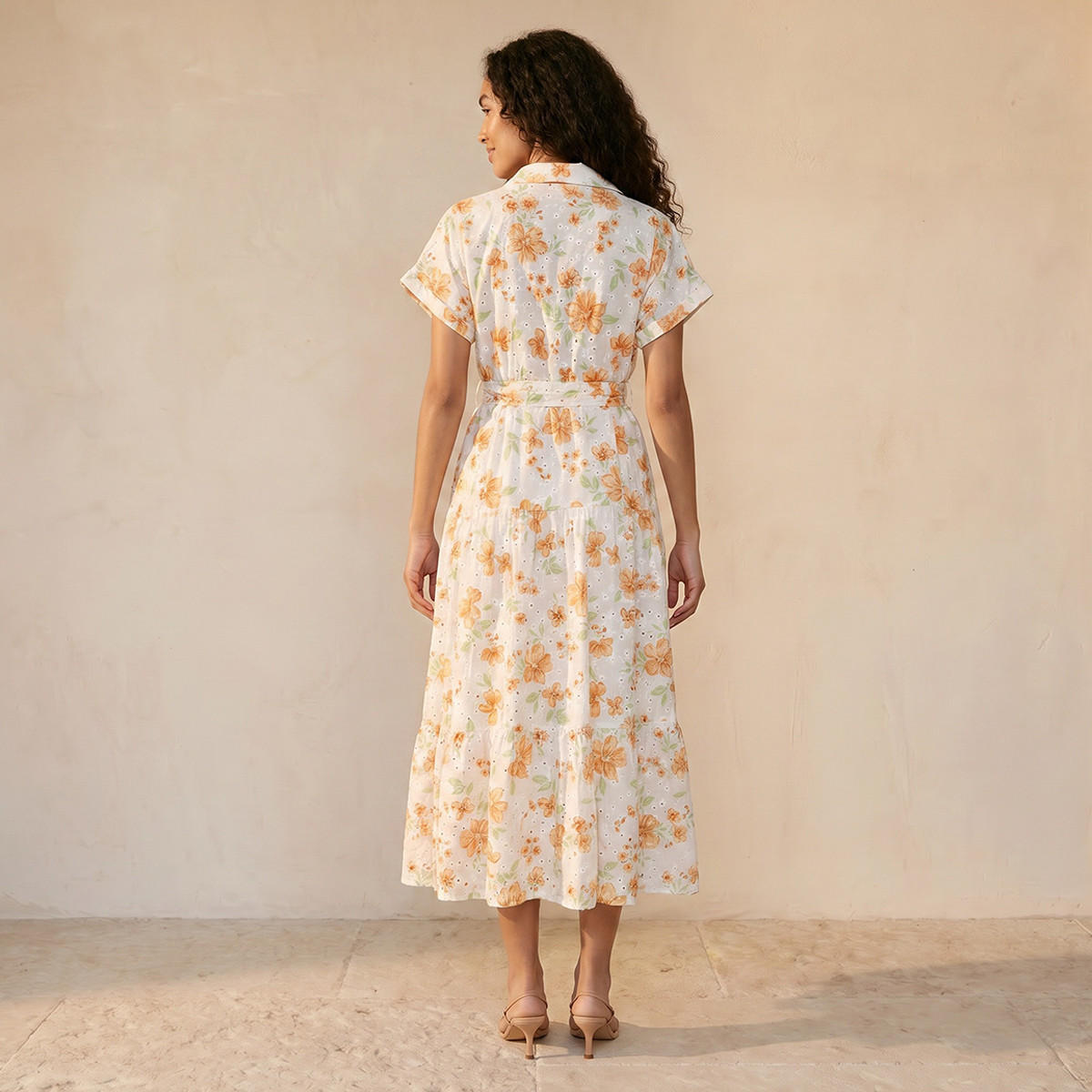 فستان قميص قطن بتطريز شيفلي وطبعات زهرية من سبلاش يوث-women-clothing-dresses-image-3