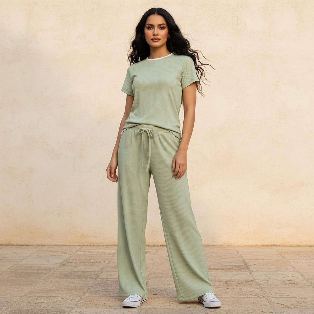 بنطلون بخصر متوسط الارتفاع مع إغلاق برباط شد للشباب-women-clothing-bottoms-joggers-image-3