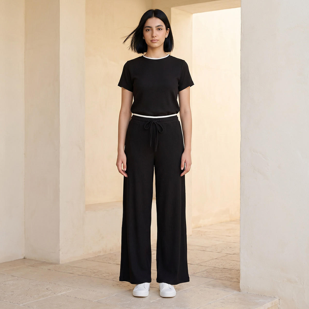 بنطلون بخصر متوسط الارتفاع مع إغلاق برباط شد للشباب-women-clothing-bottoms-joggers-image-5