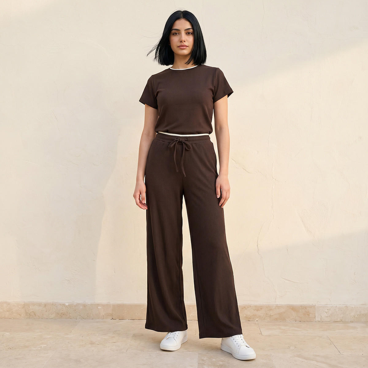 بنطلون بخصر متوسط الارتفاع مع إغلاق برباط شد للشباب-women-clothing-bottoms-joggers-image-3