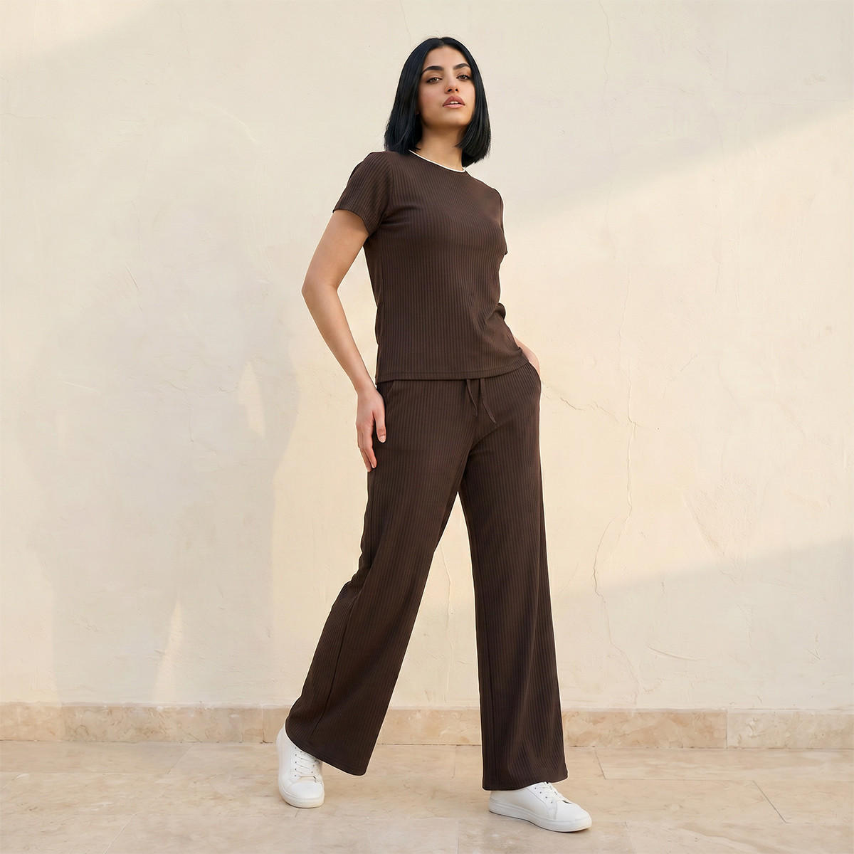 بنطلون بخصر متوسط الارتفاع مع إغلاق برباط شد للشباب-women-clothing-bottoms-joggers-image-5