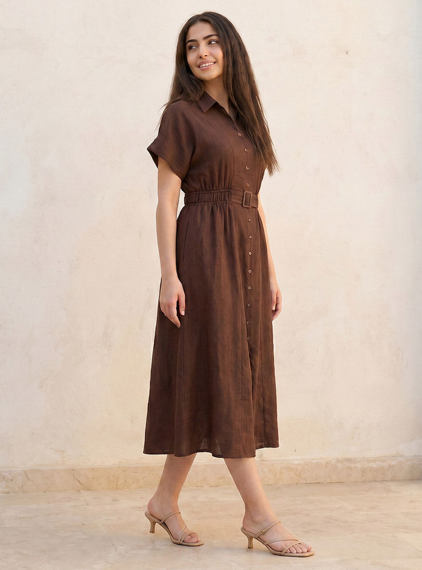Splash Youth Shirt Dress with Buckled Belt-women-clothing-dresses-image-3