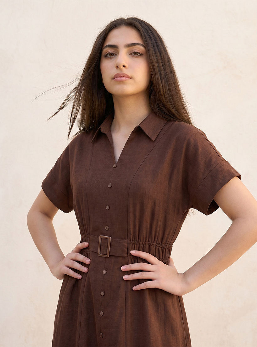 Splash Youth Shirt Dress with Buckled Belt-women-clothing-dresses-image-5