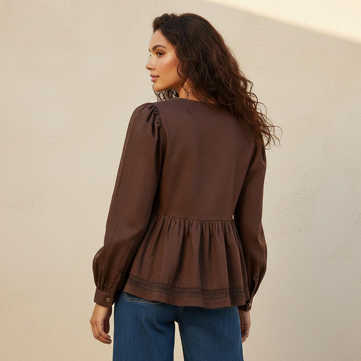بلوزة قطن بقصة عادية وتزيينات دانتيل يوث من سبلاش-women-clothing-shirtsandblouses-blouses-image-4