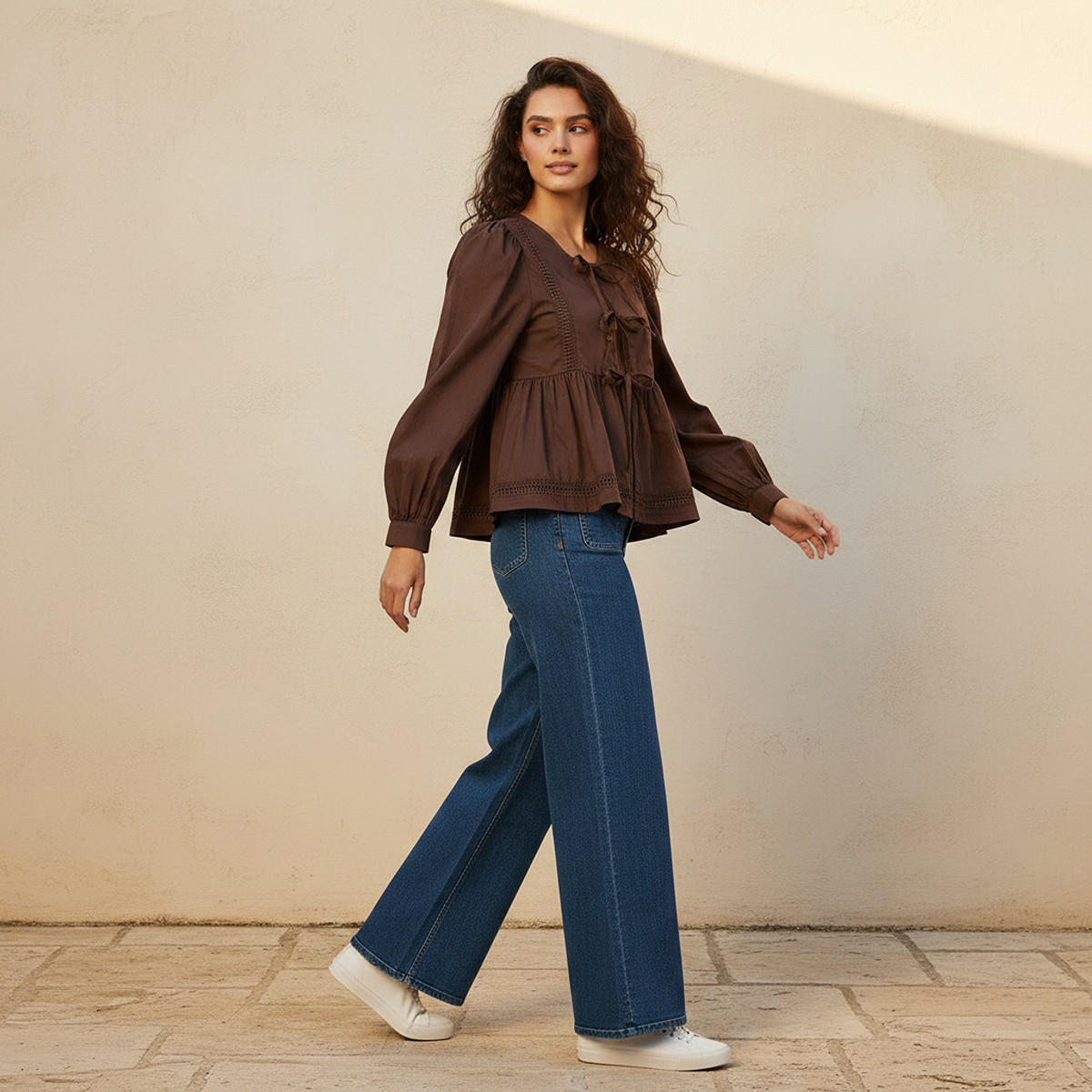 بلوزة قطن بقصة عادية وتزيينات دانتيل يوث من سبلاش-women-clothing-shirtsandblouses-blouses-image-6