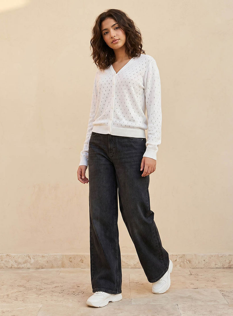 كارديجان منسوج بياقة V-women-winterwear-cardigansandjumpers-cardigans-image-3