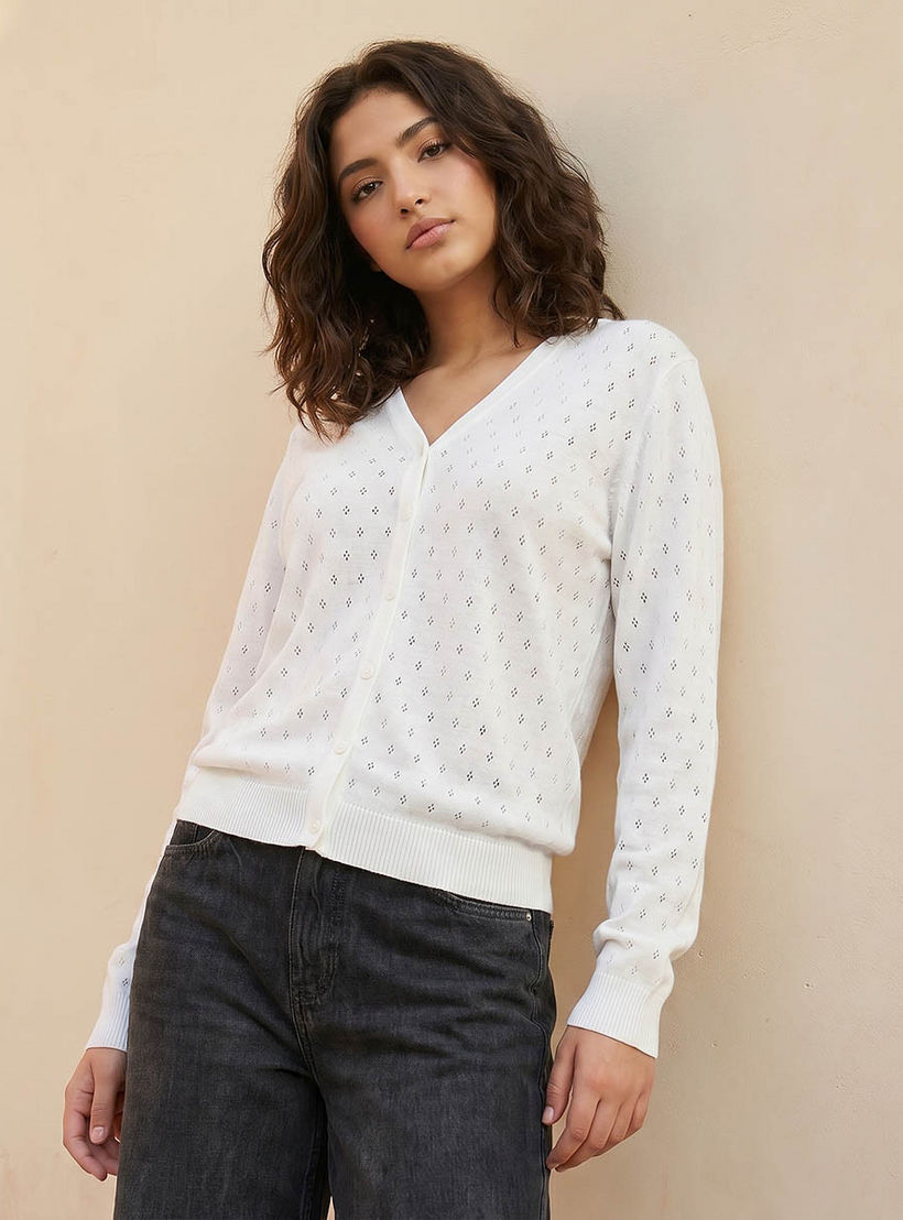 كارديجان منسوج بياقة V-women-winterwear-cardigansandjumpers-cardigans-image-5