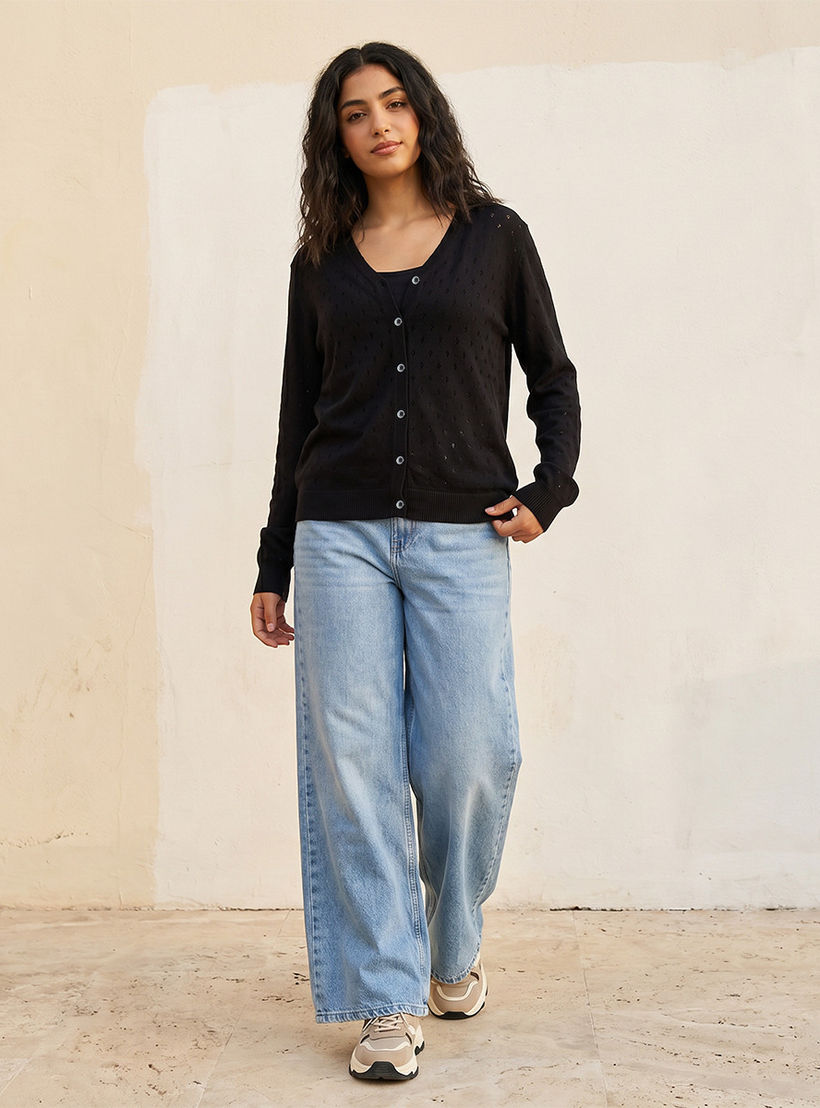 كارديجان منسوج بياقة V-women-winterwear-cardigansandjumpers-cardigans-image-3