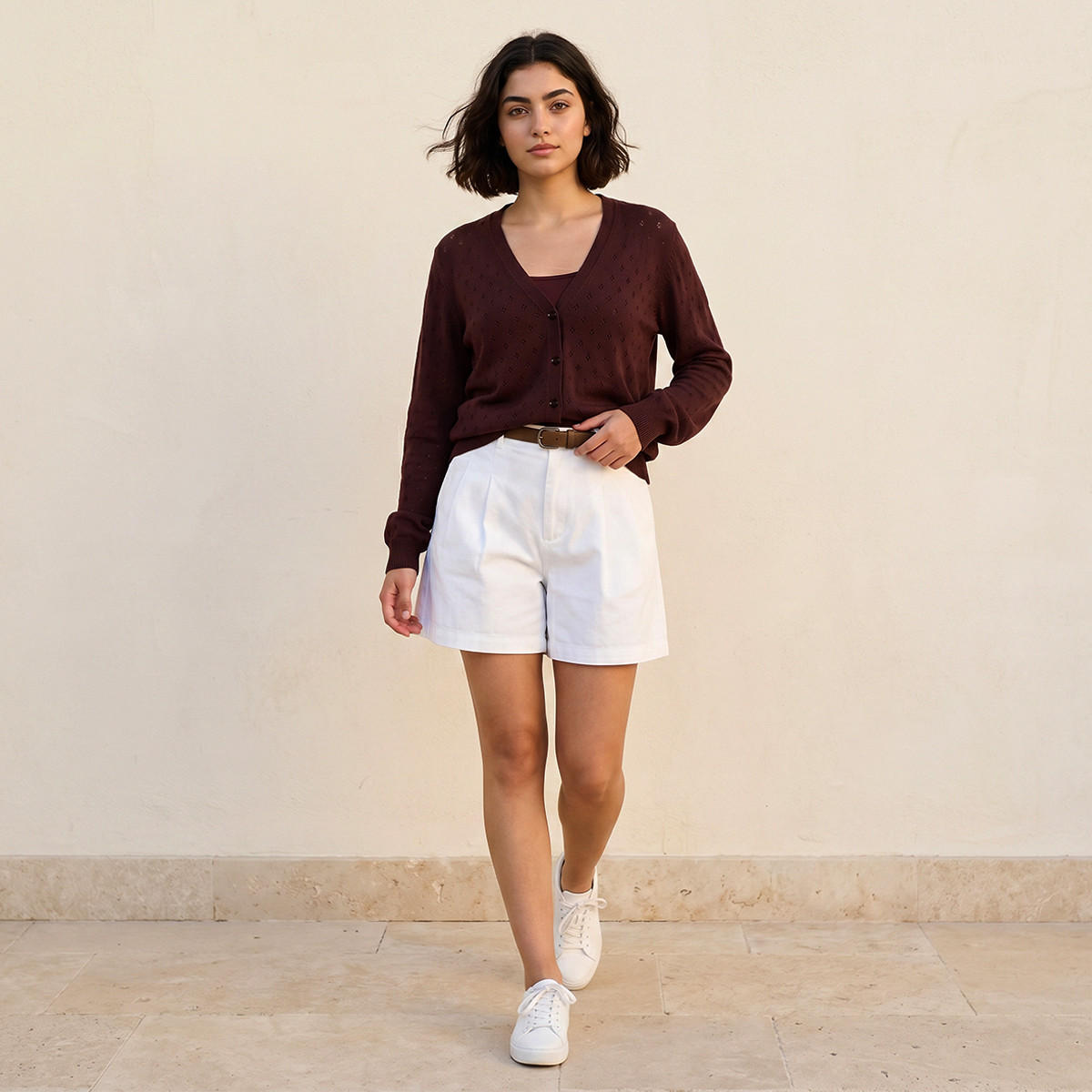 كارديجان منسوج بياقة V-women-winterwear-cardigansandjumpers-cardigans-image-3