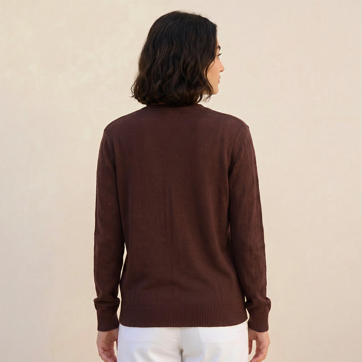 كارديجان منسوج بياقة V-women-winterwear-cardigansandjumpers-cardigans-image-4