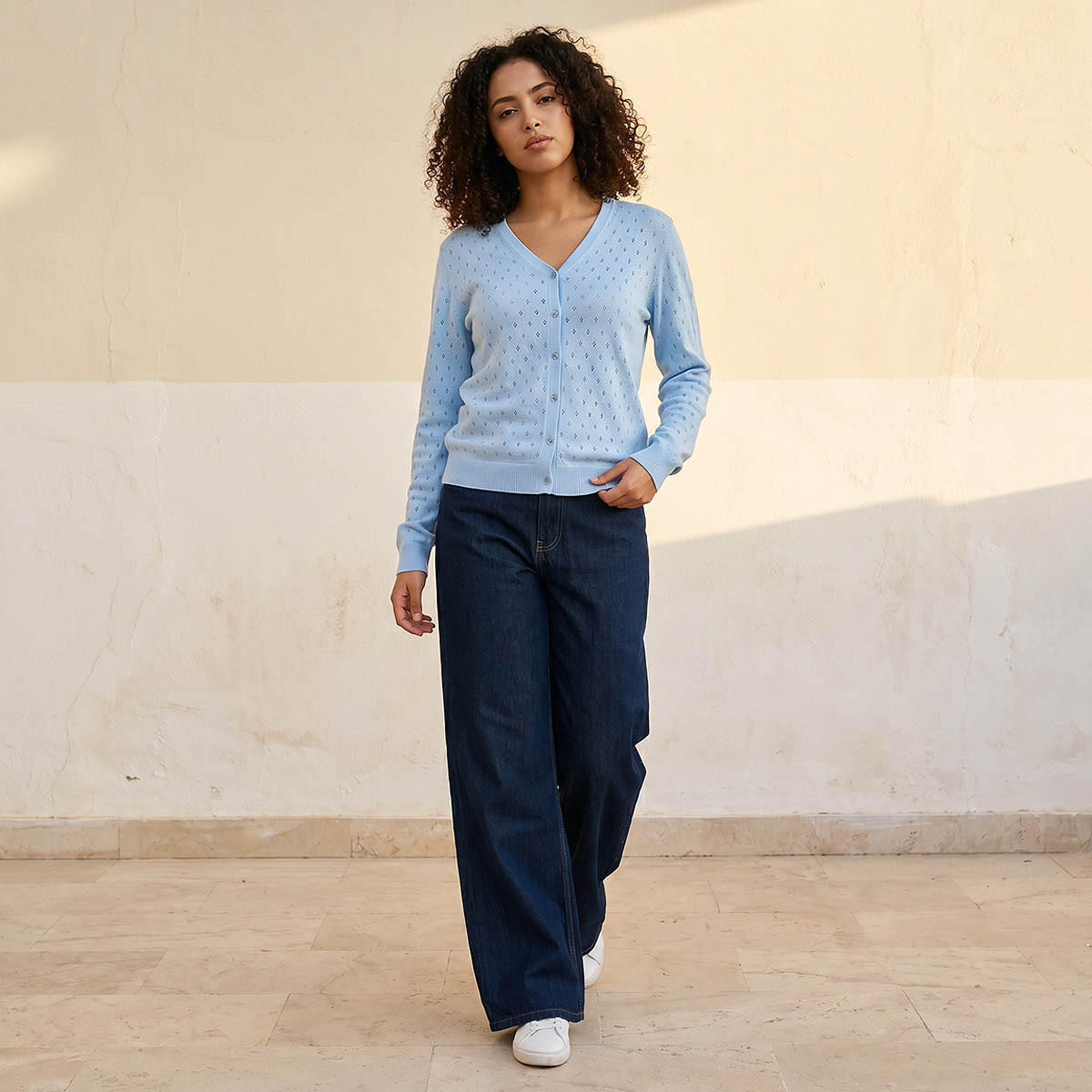 كارديجان منسوج بياقة V-women-winterwear-cardigansandjumpers-cardigans-image-3