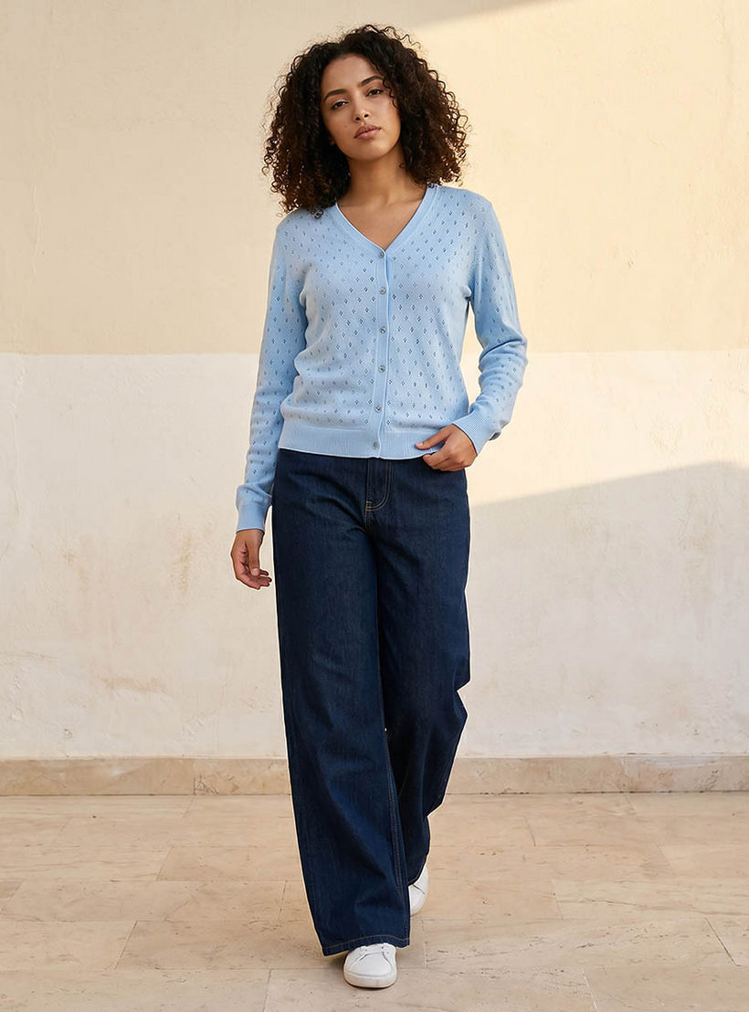 كارديجان منسوج بياقة V-women-winterwear-cardigansandjumpers-cardigans-image-3