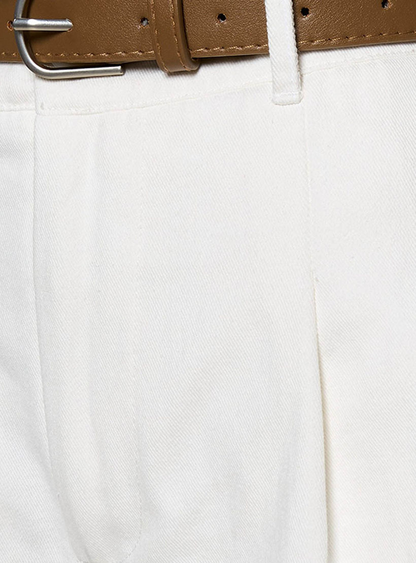 شورت قطن بقصّة عادية وخصر متوسط الارتفاع وحزام-women-clothing-bottoms-shorts-image-2