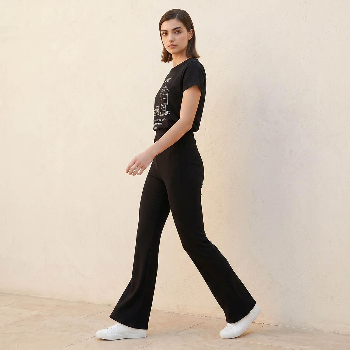 Splash Youth Mid-Rise Leggings with Flared Hem-women-clothing-bottoms-leggings-image-5