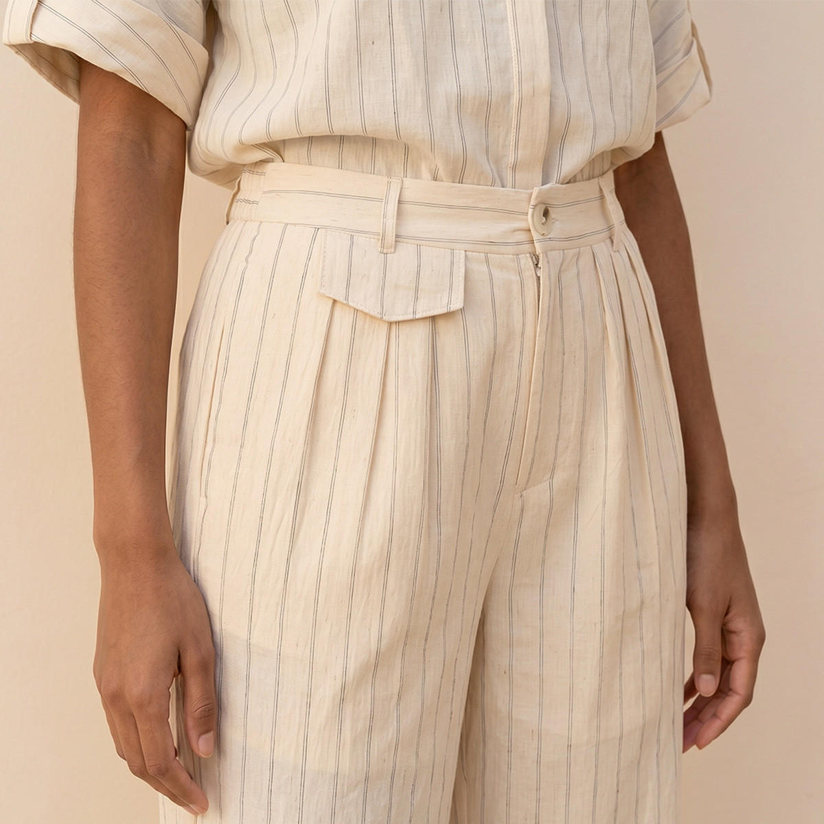 Splash Youth Relaxed Fit Button Closure Striped Trousers-women-clothing-trousers-image-5