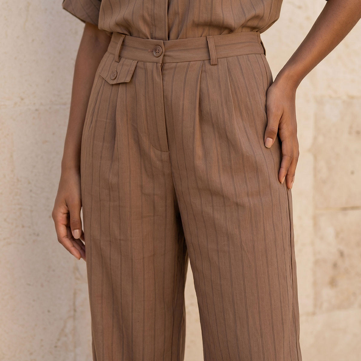 Splash Youth Relaxed Fit Button Closure Striped Trousers-women-clothing-trousers-image-6