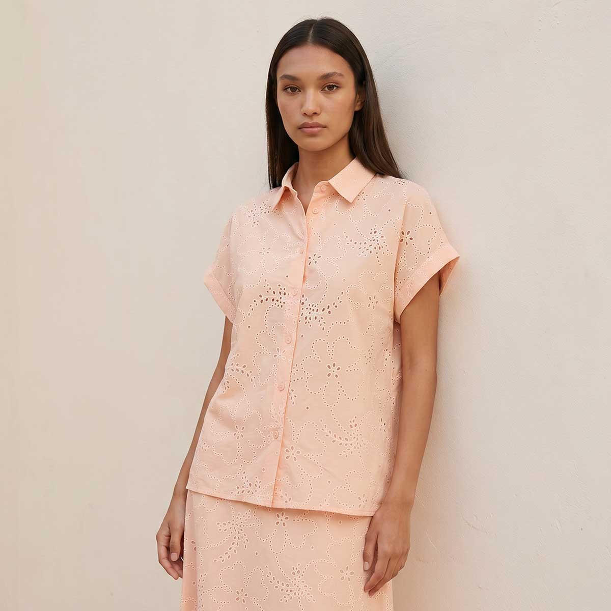 قميص قطن بتفاصيل شيفلي أنيقة من سبلاش يوث-women-clothing-shirtsandblouses-shirts-image-1