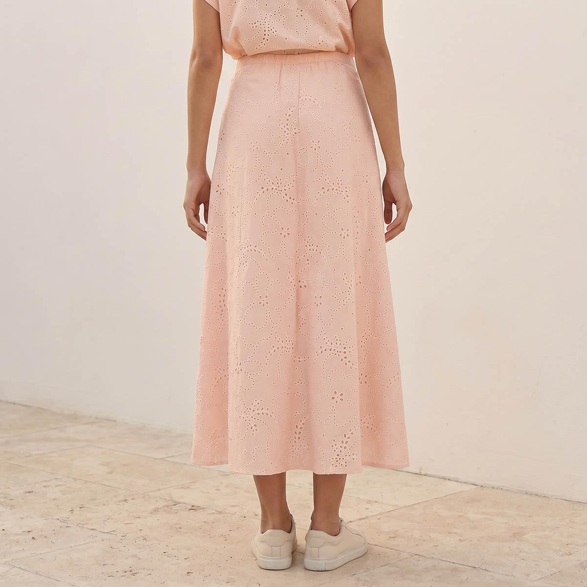 تنورة إيه لاين قطن ميدي بتطريز شيفلي من سبلاش يوث-women-clothing-skirts-image-4
