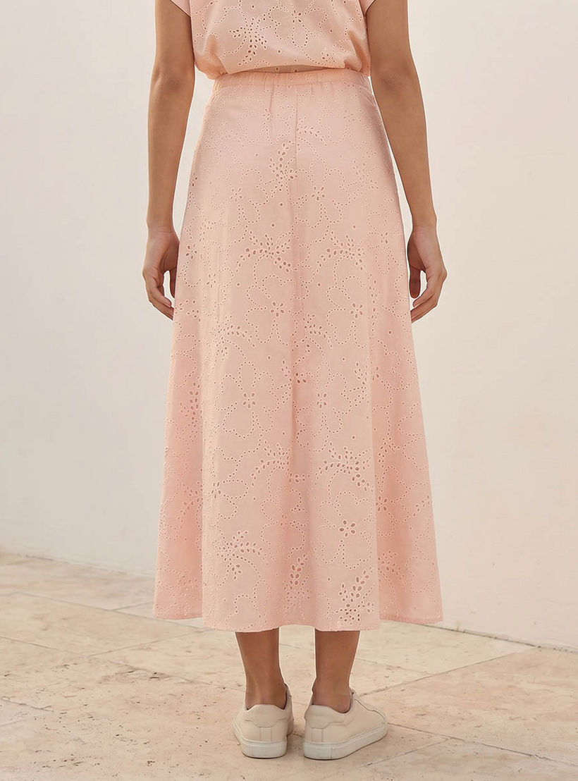 تنورة إيه لاين قطن ميدي بتطريز شيفلي من سبلاش يوث-women-clothing-skirts-image-4