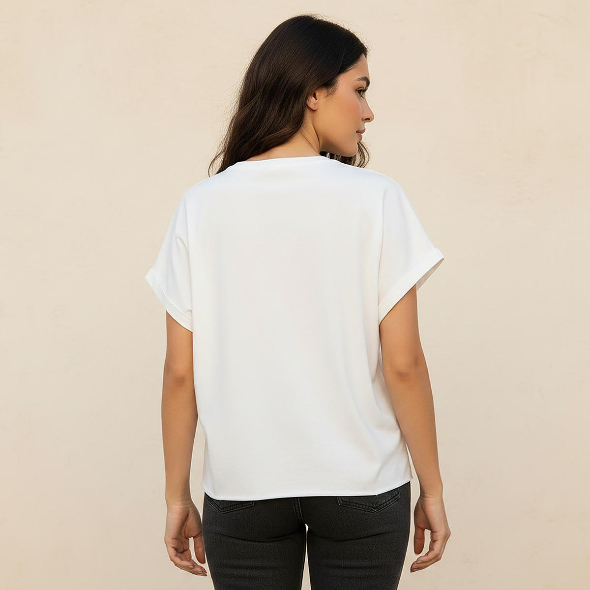 Regular Fit Cotton T-shirt with Embellished Detail-women-clothing-tshirts-image-4