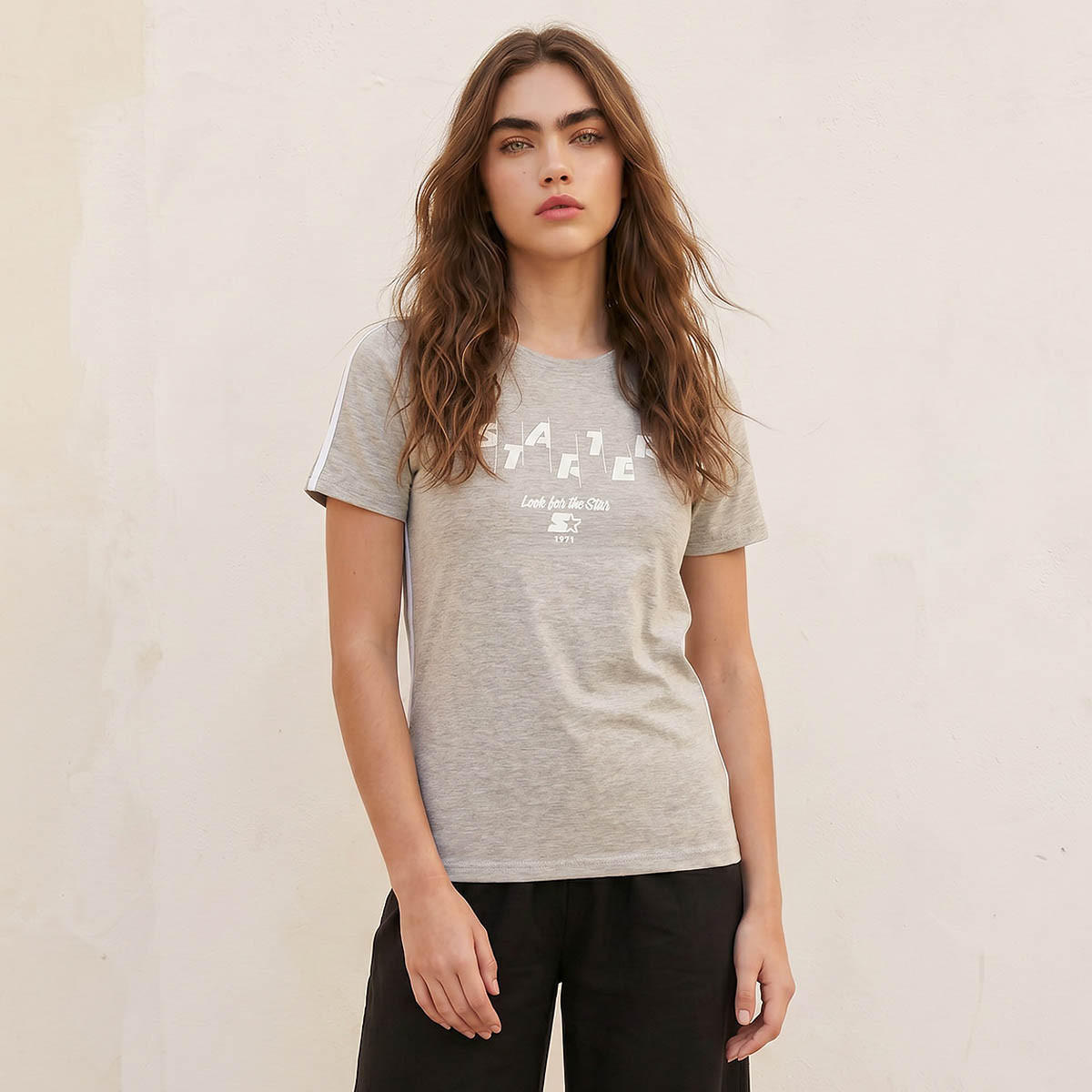تيشيرت بتفاصيل بارزة متباينة من ستارتر-women-clothing-tshirts-image-1