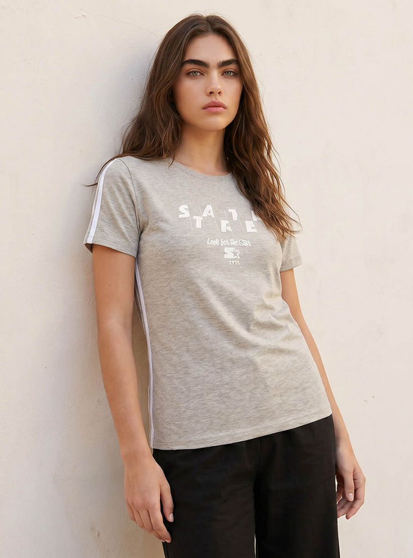 تيشيرت بتفاصيل بارزة متباينة من ستارتر-women-clothing-tshirts-image-5