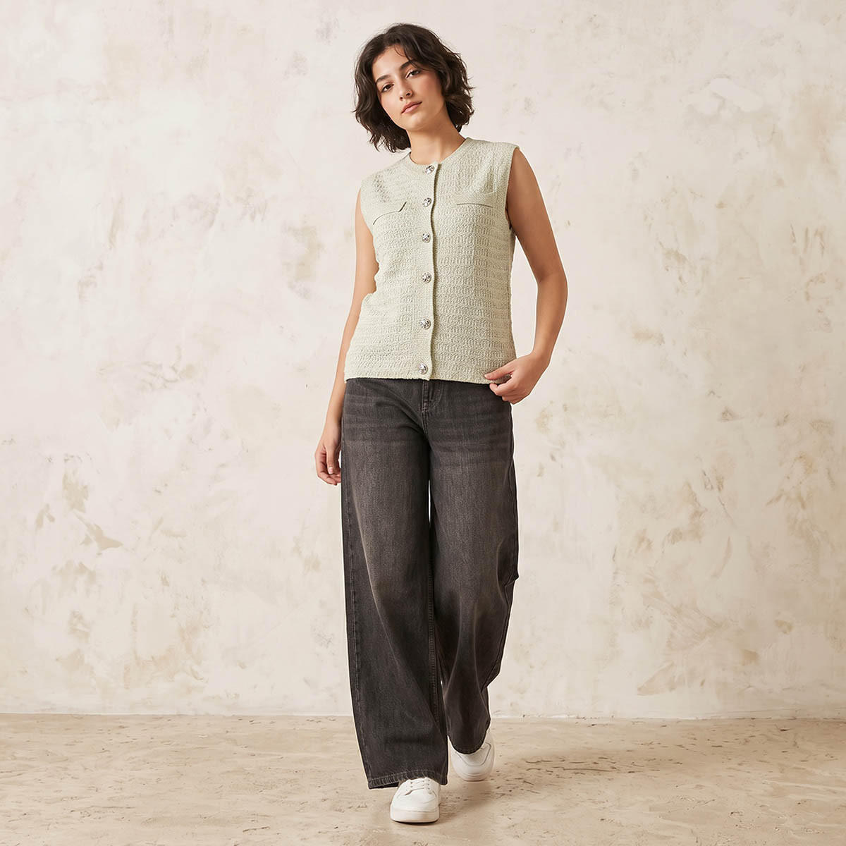 كارديجان بارز الملمس بياقة ضيقة-women-winterwear-cardigansandjumpers-cardigans-image-3