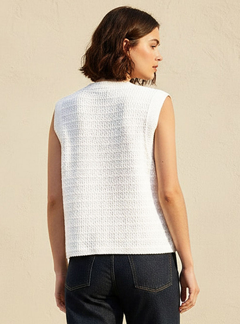 Textured Crew Neck Cardigan-women-winterwear-cardigansandjumpers-cardigans-image-4