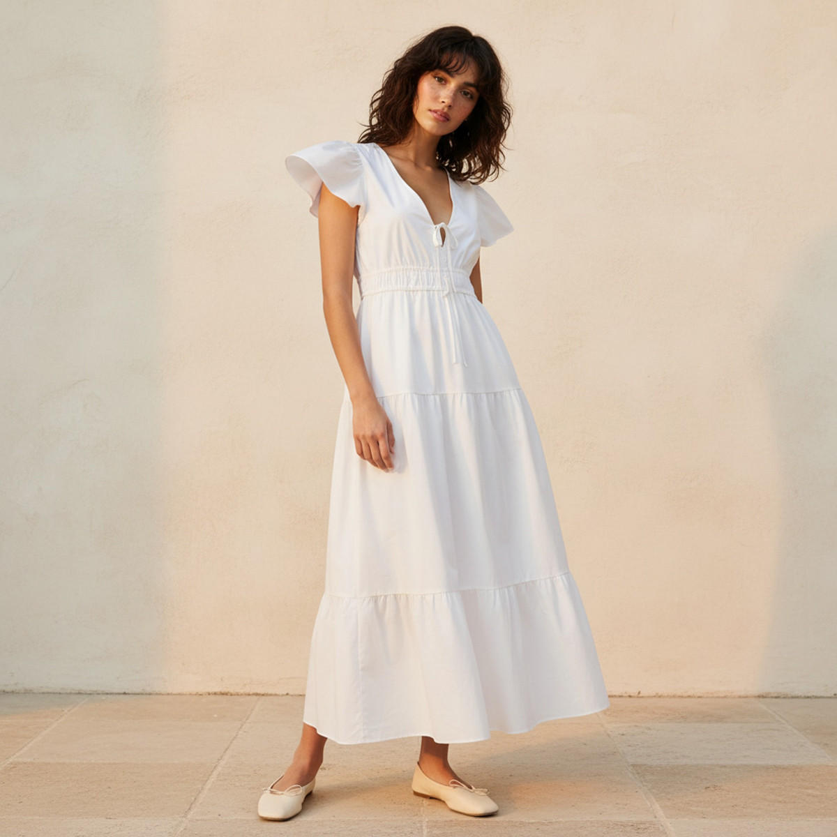 Overlay Tiered Maxi Cotton Dress with Flutter Sleeves-women-clothing-dresses-image-3