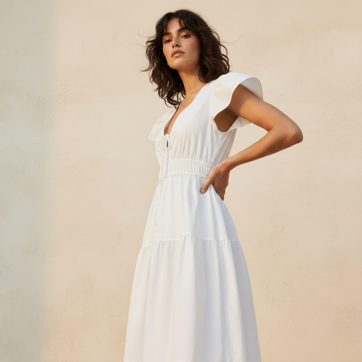 Overlay Tiered Maxi Cotton Dress with Flutter Sleeves-women-clothing-dresses-image-5