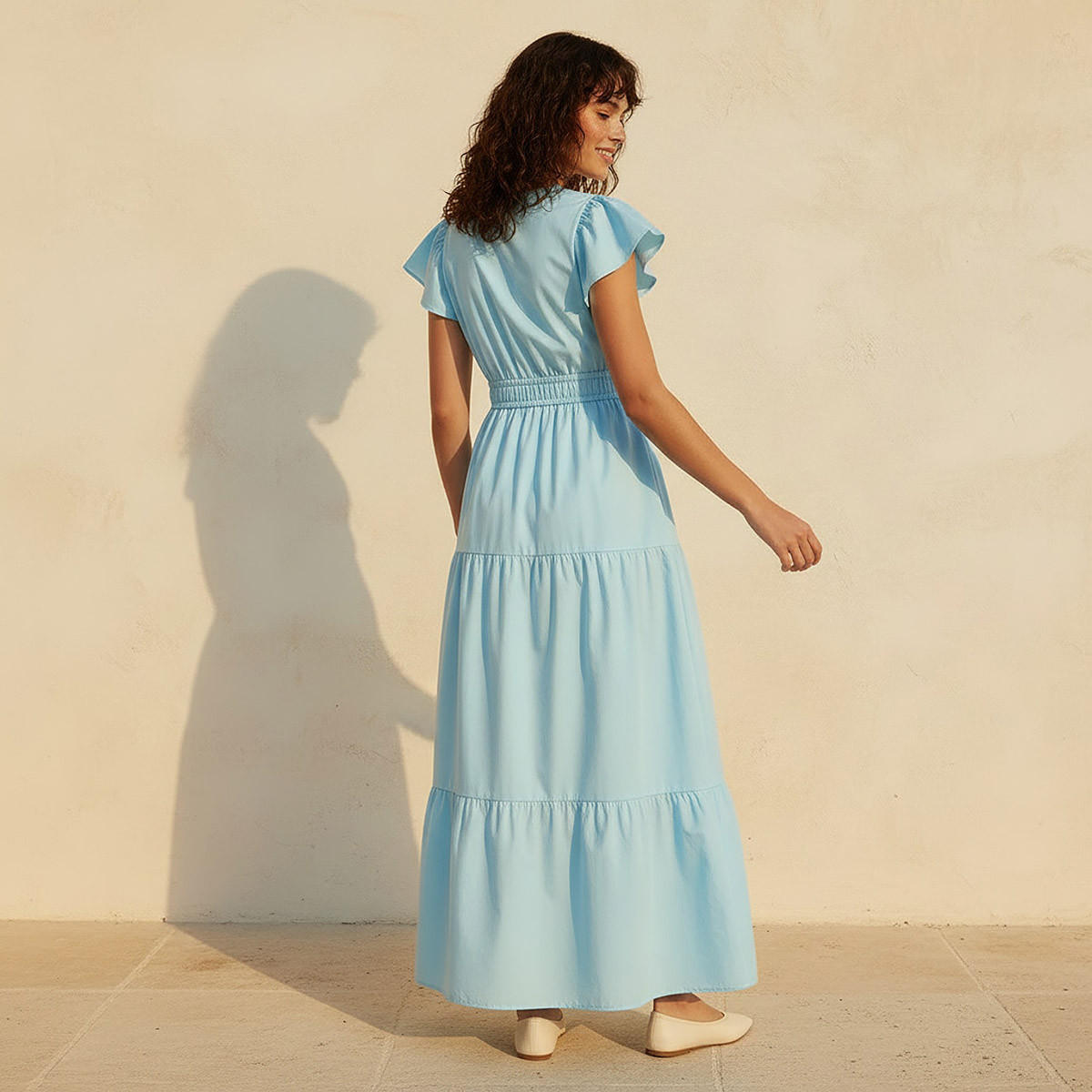 Overlay Tiered Maxi Cotton Dress with Flutter Sleeves-women-clothing-dresses-image-4