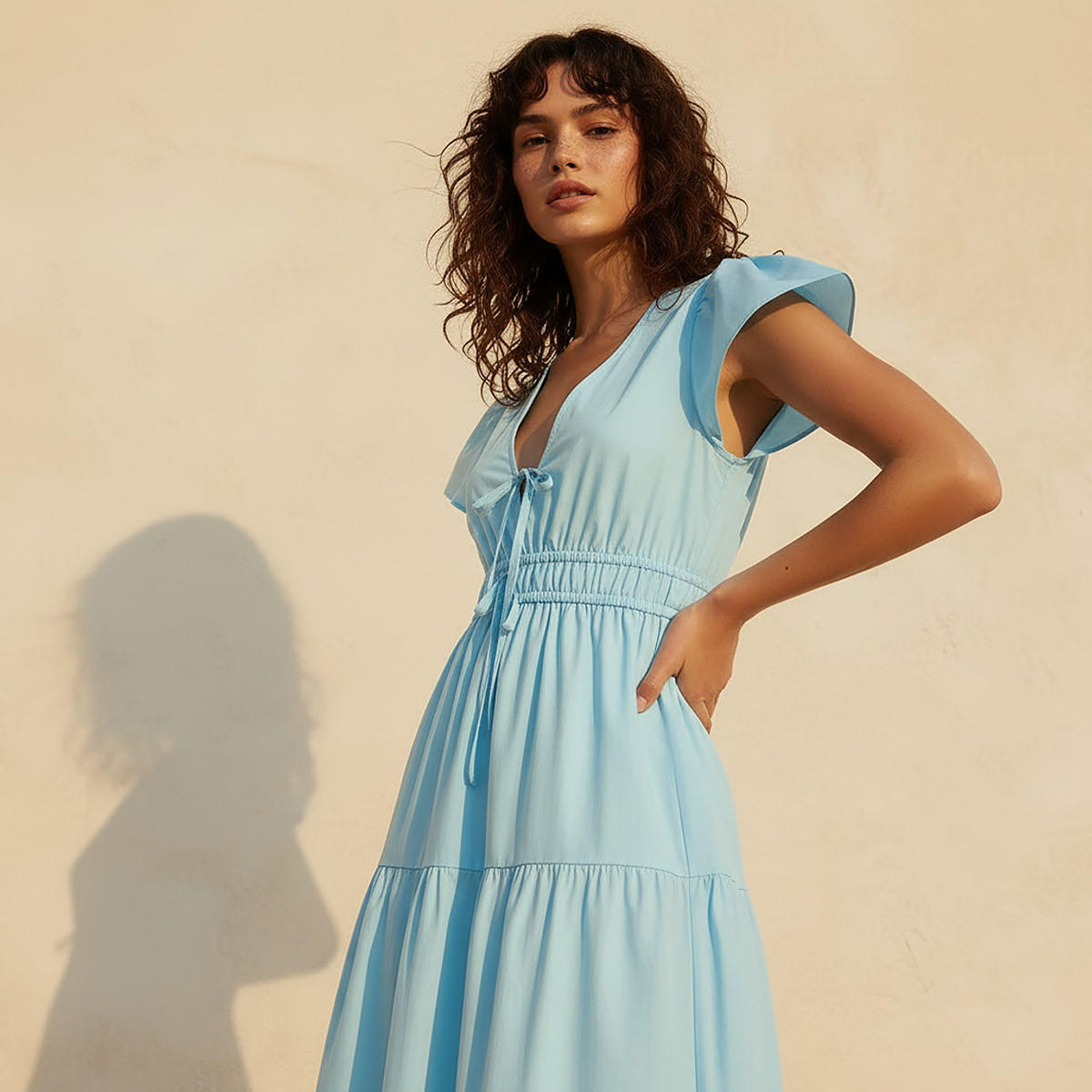 Overlay Tiered Maxi Cotton Dress with Flutter Sleeves-women-clothing-dresses-image-5