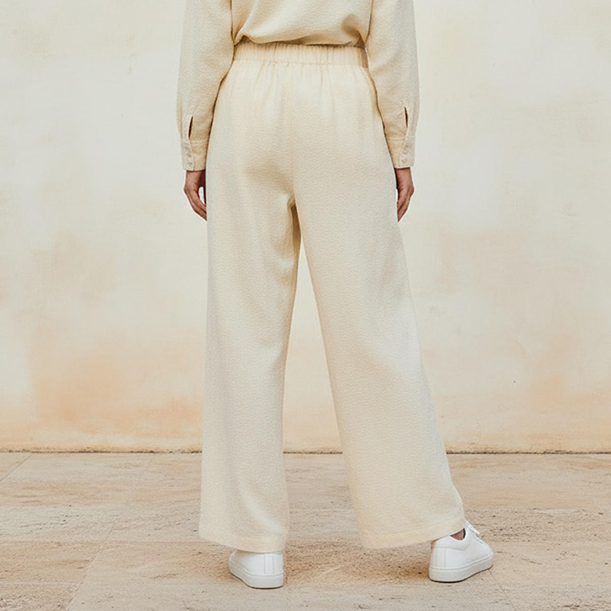 Wide Leg Mid-Rise Jacquard Textured Trousers-women-clothing-trousers-image-4