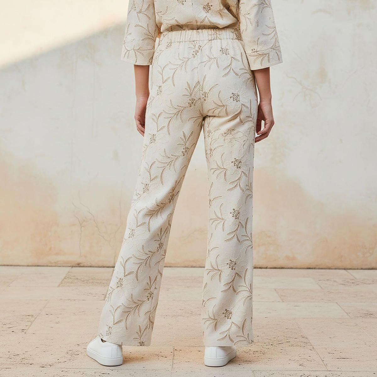 بنطلون جاكار مطرز بخصر متوسط الارتفاع-women-clothing-bottoms-trousers-image-4