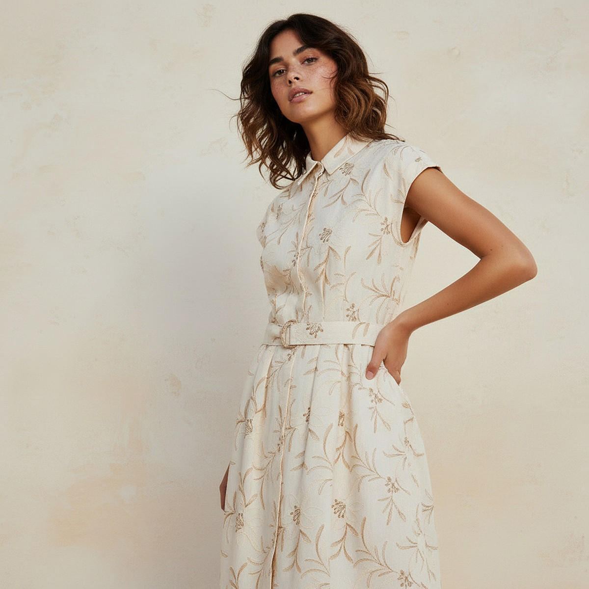 فستان قميص ميدي بحزام مع تطريزات-women-clothing-dresses-image-5