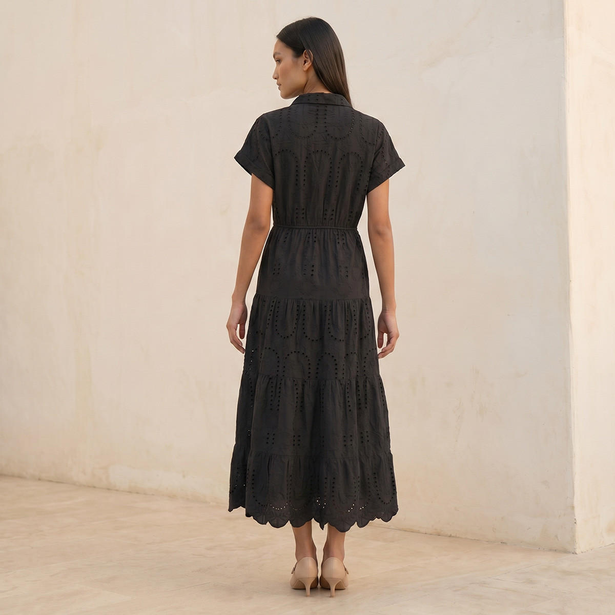 Splash Youth Embroidered Tiered Cotton Dress with Scalloped Hemline-women-clothing-dresses-image-3