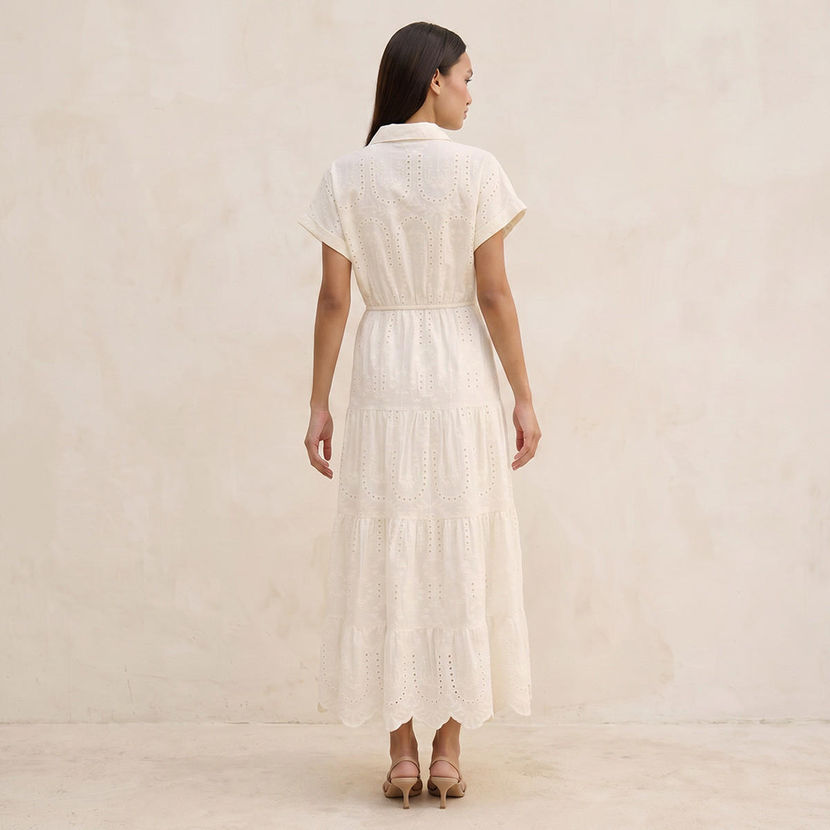 Splash Youth Embroidered Tiered Cotton Dress with Scalloped Hemline-women-clothing-dresses-image-4
