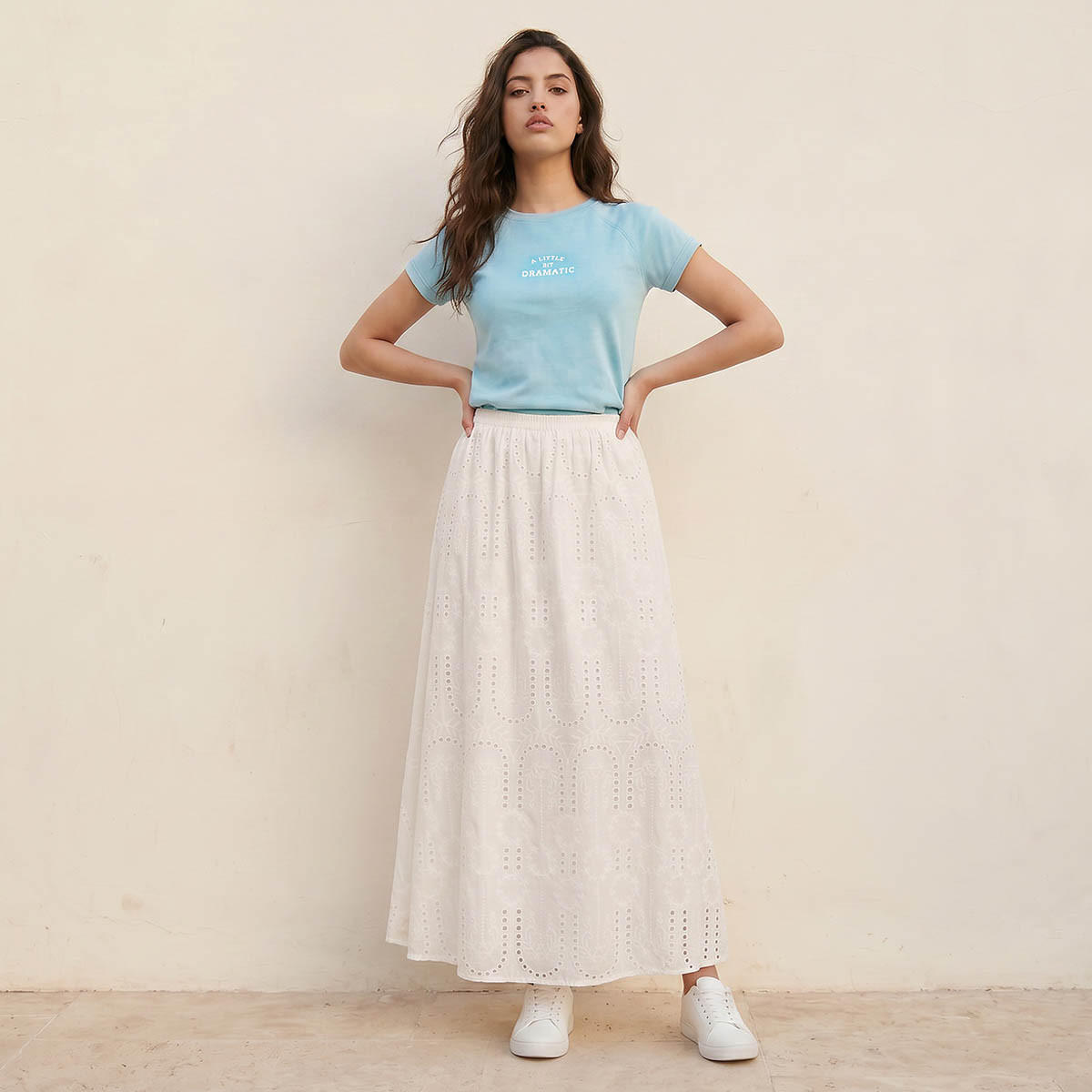 تنورة إيه لاين قطن ماكسي بتطريز شيفلي-women-clothing-skirts-image-3